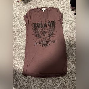 Purple rock on t-shirt dress